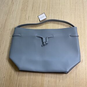 Macy's Women Shopping Shoulder Drawstring Bucket Tote Grayish Blue Brand New